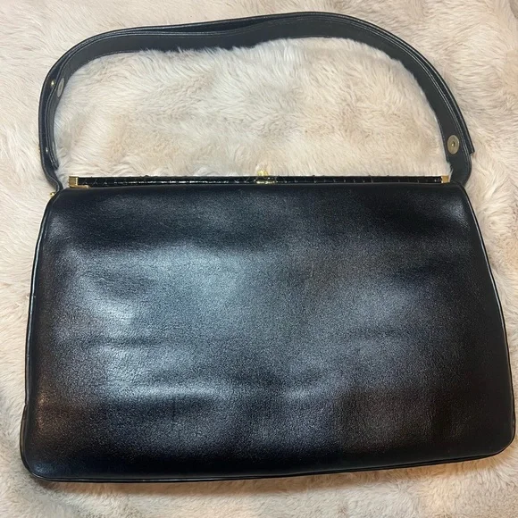 Vintage CORET Snakeskin Panel Leather Handbag | Made in Canada 🐍 - Picture 5 of 10